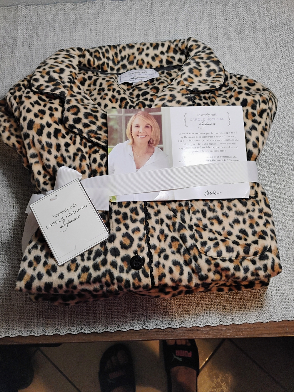 Midnight by Carole Hochman Leopard-Print Women's Pajama Set - Cream/Tan/Black